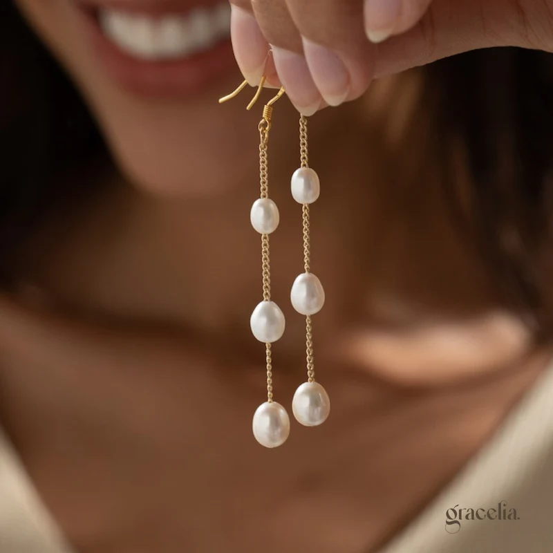 Want Everlasting Radiance? Try Everglow Freshwater Pearl Drop Earrings. - Second Image